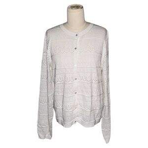 J. Crew Ivory Lace Knit Cardigan